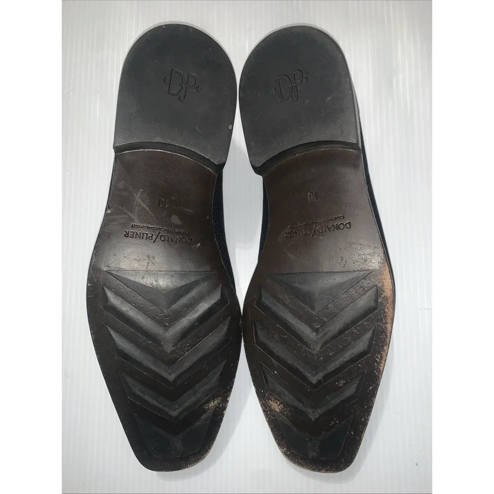 Donald Pliner Rex Loafers Mens 10M Black Stretch Nappa Leather Slip On Shoes